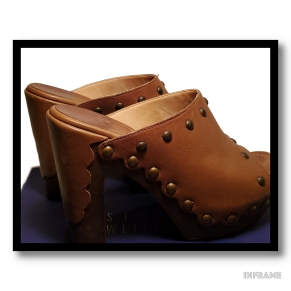 Stuart Weitzman Studded Peep-Toe Platform Clog - Picture 8 of 11
